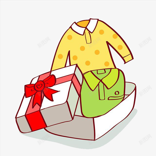 一个装着衣服的礼盒png免抠素材_新图网 https://ixintu.com 包装 开盖礼盒 礼物 红色的丝带 蝴蝶结 衣服