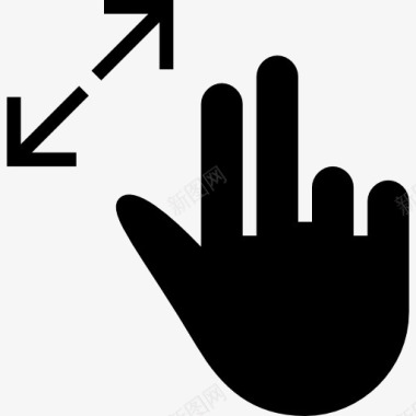 两个手指滑动手势的黑色手象征图标图标