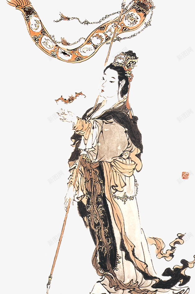 国画png免抠素材_新图网 https://ixintu.com 中国人物画 人物肖像写意 传统国画人物 写意人物画 古代人物画 道教人物画