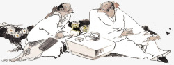 中国画老人中国画古代老人医疗高清图片