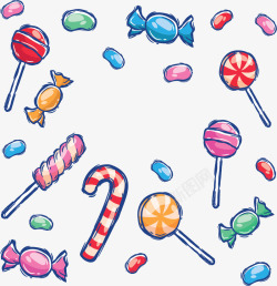 彩色卡通手绘糖果矢量图素材