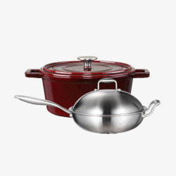 红色的锅锅具组合高清图片