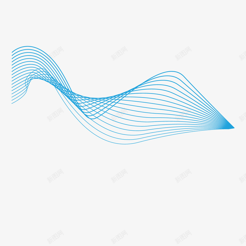 蓝色曲线装饰矢量图eps免抠素材_新图网 https://ixintu.com 唯美 曲线 线条 蓝色 矢量图