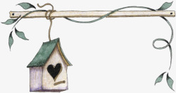 手绘吊着的小鸟房子素材