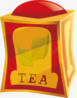 茶叶罐子红色茶叶盒高清图片