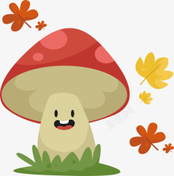 可爱微笑的蘑菇素材