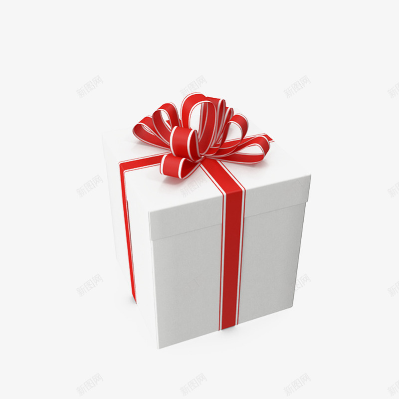 带红色丝带的礼品盒png免抠素材_新图网 https://ixintu.com 带丝带的 白色包装 礼品盒 红色