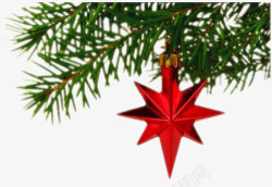 圣诞树枝圣诞红色五角星素材