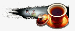 茶刷茶和茶杯高清图片