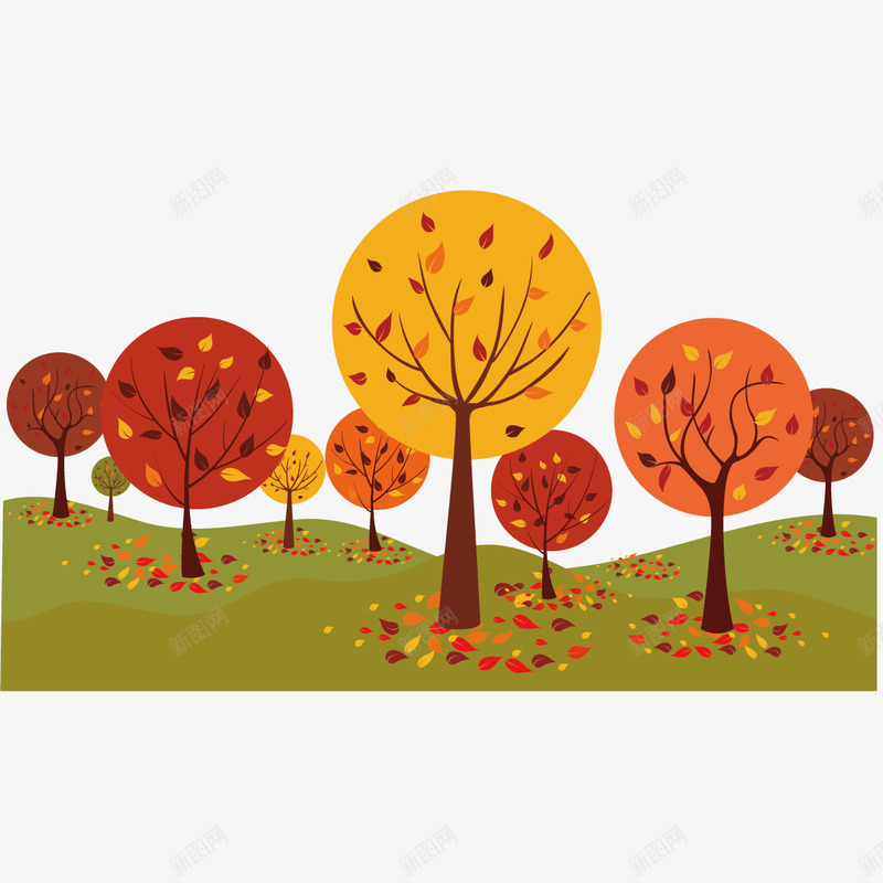 创意秋天的树png免抠素材_新图网 https://ixintu.com 卡通树 树 秋叶