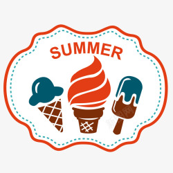 卡通彩色的冰淇淋夏季标签素材