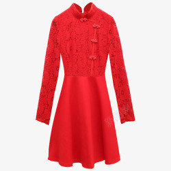蕾丝红裙蕾丝小礼服连衣裙高清图片