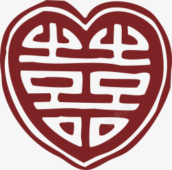 心形的中国风式红章矢量图素材