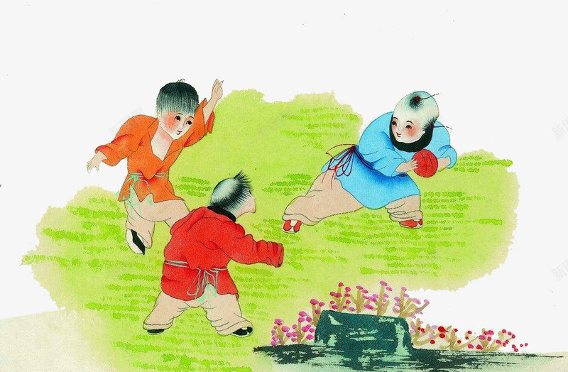 儿童玩耍水墨png免抠素材_新图网 https://ixintu.com 传统装饰 儿童古代人物 水墨 水墨古人