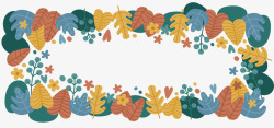 彩色秋天树叶标题框素材