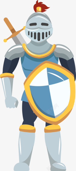 手持盾牌全副武装的古代骑士高清图片