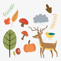 创意秋季动植物矢量图素材
