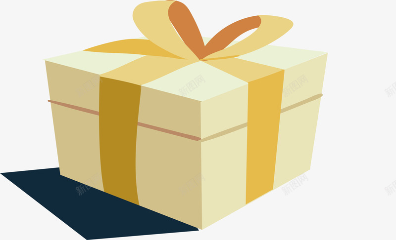手绘黄色礼物盒png免抠素材_新图网 https://ixintu.com 卡通 可爱 圣诞礼物 手绘 礼物 立体礼物盒 红色丝带 节日礼物