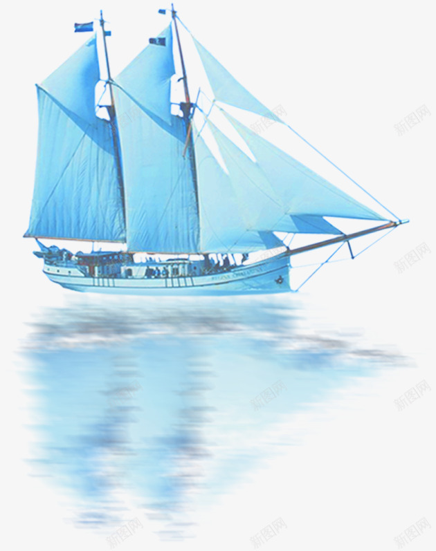 蓝色古代帆船png免抠素材_新图网 https://ixintu.com 古代 帆船 素材 蓝色