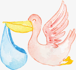 卡通水彩婴儿玩具鸭子装饰图案素材