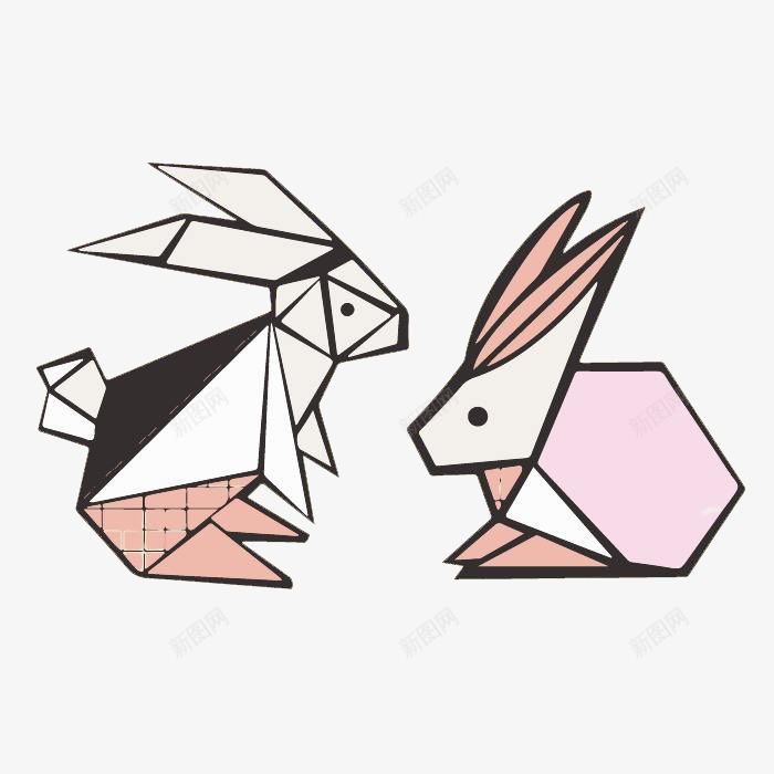 不规则图形拼成兔子png免抠素材_新图网 https://ixintu.com 不规则图形 两只兔子 兔子 创意 卡通 特色