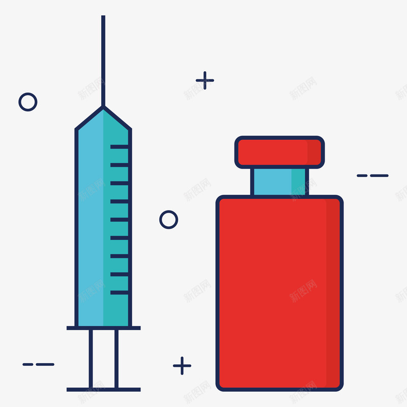 针管药水组合简笔画矢量图ai免抠素材_新图网 https://ixintu.com 医疗 发烧 救助 生病 疾病 病人 药品 药水 针管 矢量图