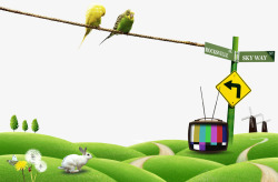 休闲的小兔子休闲的草地高清图片