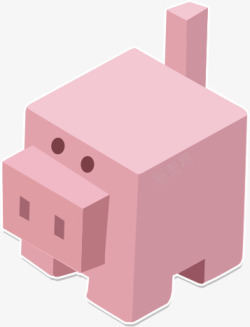 卡通粉色小猪积木素材