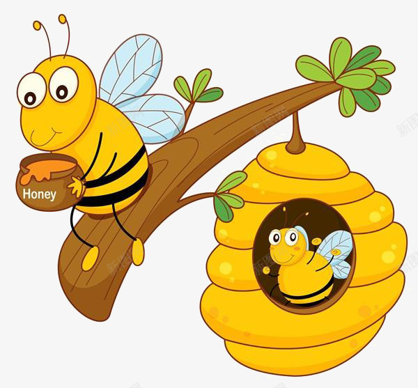 卡通蜜蜂树枝png免抠素材_新图网 https://ixintu.com 卡通 树枝 蜜蜂 蜜蜂窝