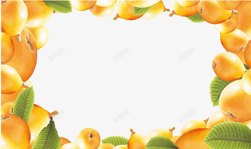 枇杷水果边框png免抠素材_新图网 https://ixintu.com 夏季 夏日水果 枇杷 水果边框