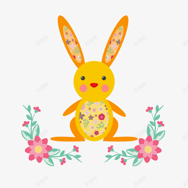 复活节可爱兔子png免抠素材_新图网 https://ixintu.com PNG 可爱兔子 复活节 花朵