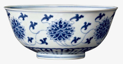 古代古董玉器碗道光青花缠枝莲纹碗高清图片