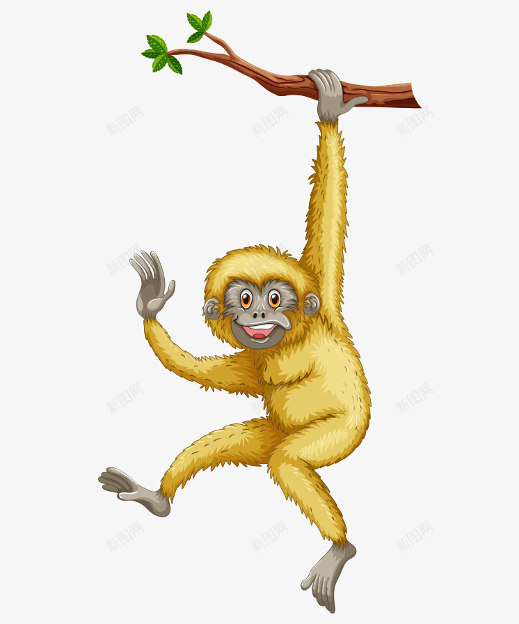 卡通手绘猴子树枝png免抠素材_新图网 https://ixintu.com 卡通的动物 吊树枝的猴子 平面猴子 手绘的猴子 矢量猴子