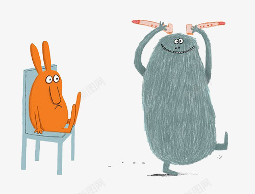 兔子和小怪兽png免抠素材_新图网 https://ixintu.com 儿童 儿童插画 兔子 卡通 卡通插画 小怪兽 手绘 童话故事