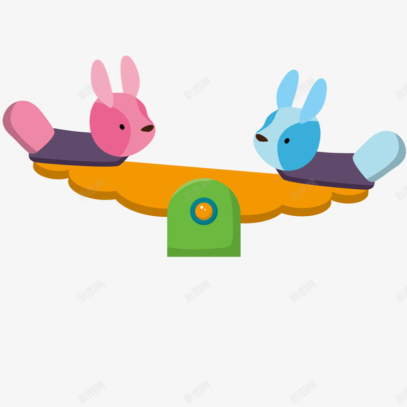 趴在跷跷板上的小动兔子png免抠素材_新图网 https://ixintu.com 兔子 动物 跷跷板
