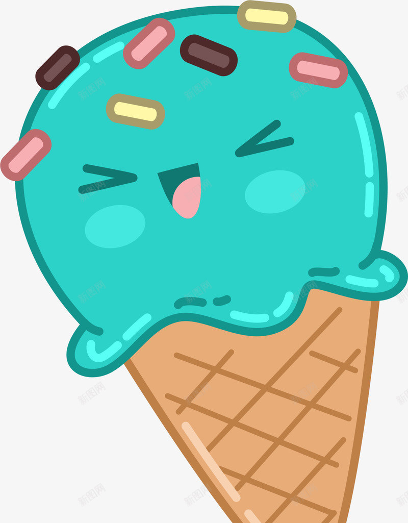 绿色卡通可爱甜筒png免抠素材_新图网 https://ixintu.com summer 冰淇淋 可爱甜筒 夏天 夏季 夏日 雪糕