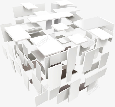 白色立方体png免抠素材_新图网 https://ixintu.com 变幻 拆分 拆分的立方体 科技 立方体结构 组合