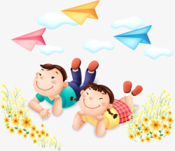 Ai纸飞机手绘儿童插画高清图片