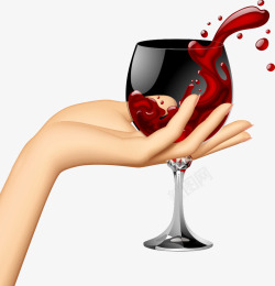 酒杯女人手势和红酒高清图片
