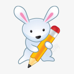 小白兔铅笔图标png_新图网 https://ixintu.com 复活节 小兔子 铅笔