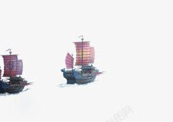 远景帆船古代素材