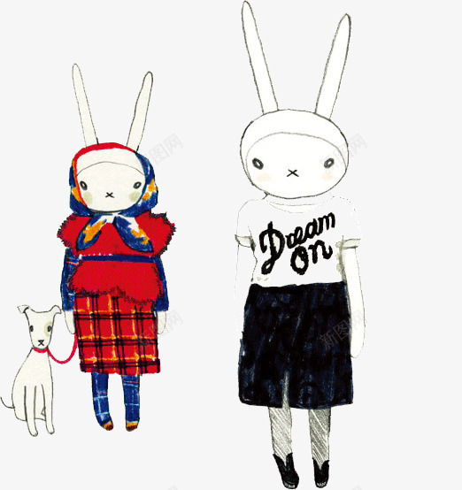 卡通兔子时装秀png免抠素材_新图网 https://ixintu.com 兔子 卡通 时装秀
