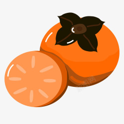 柿子成熟卡通秋季手绘水果元素柿子高清图片
