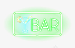 酒吧标志炫酷绿色霓虹灯bar酒吧标志高清图片