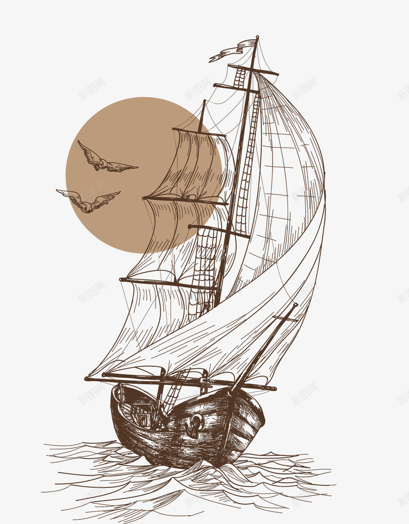 帆船png免抠素材_新图网 https://ixintu.com 古代 帆船 设计
