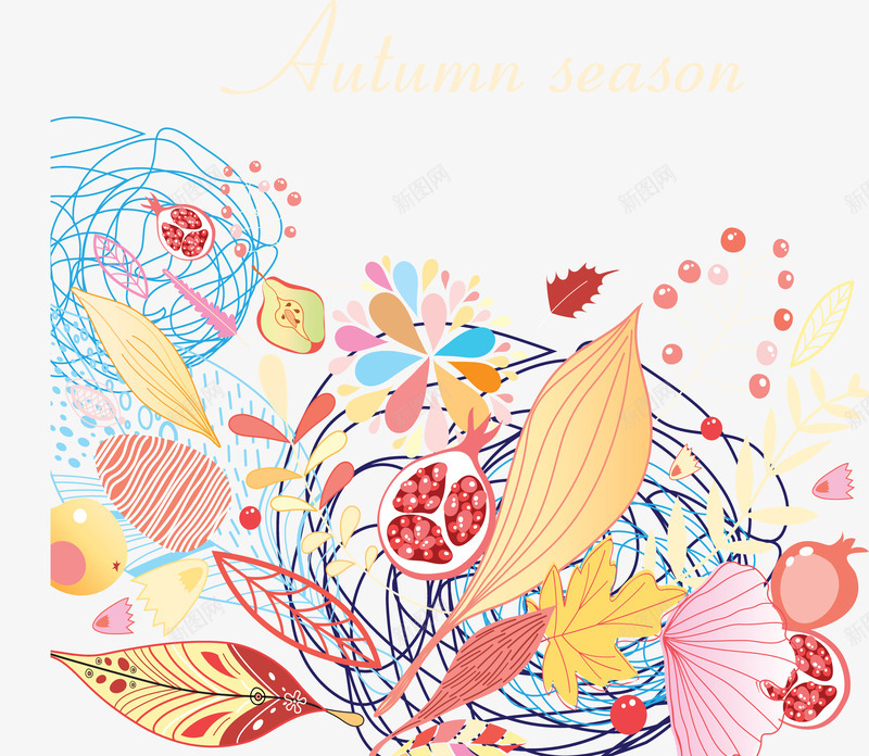 缤纷秋叶插画png免抠素材_新图网 https://ixintu.com Autum 插画 秋天 缤纷秋叶