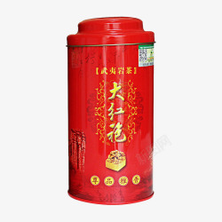 茶叶铁罐png大红袍红色茶叶铁罐高清图片