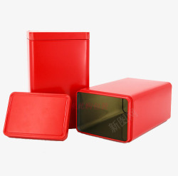 大红色茶叶罐子盒子素材