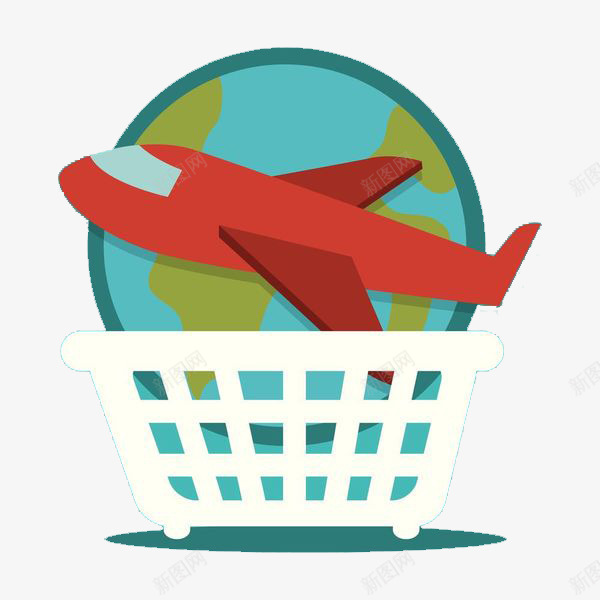 货物迅速到家png免抠素材_新图网 https://ixintu.com 世界 卡通手绘 地球 快速 货物 购买 运送 飞机