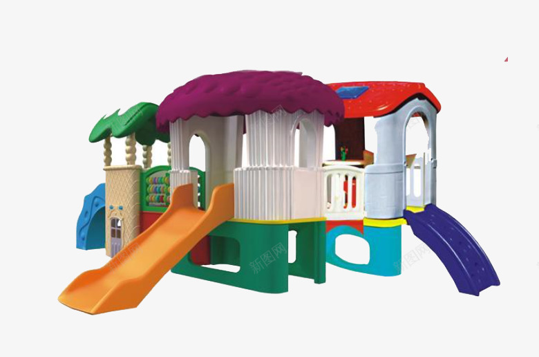 幼儿园玩具png免抠素材_新图网 https://ixintu.com 孩子玩 房子 滑下来 滑梯